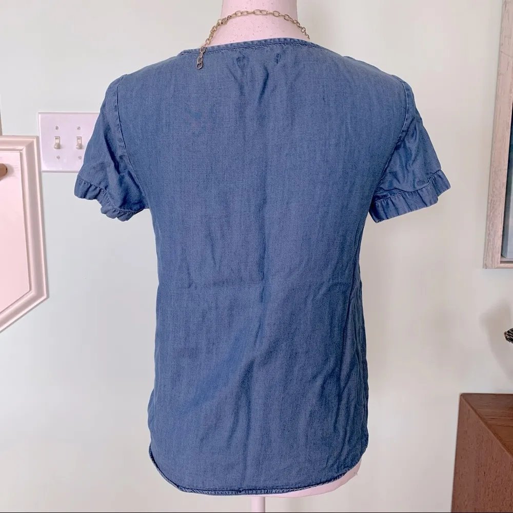 LC Lauren Conrad Chambray Denim Side Tie Top XS - Image 5