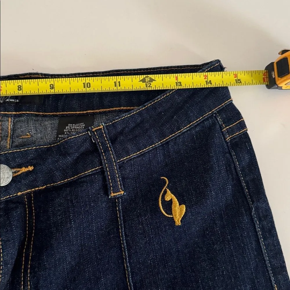 Baby Phat dark wash flared jeans with a cat logo on the front pocket. NWOT - Image 7
