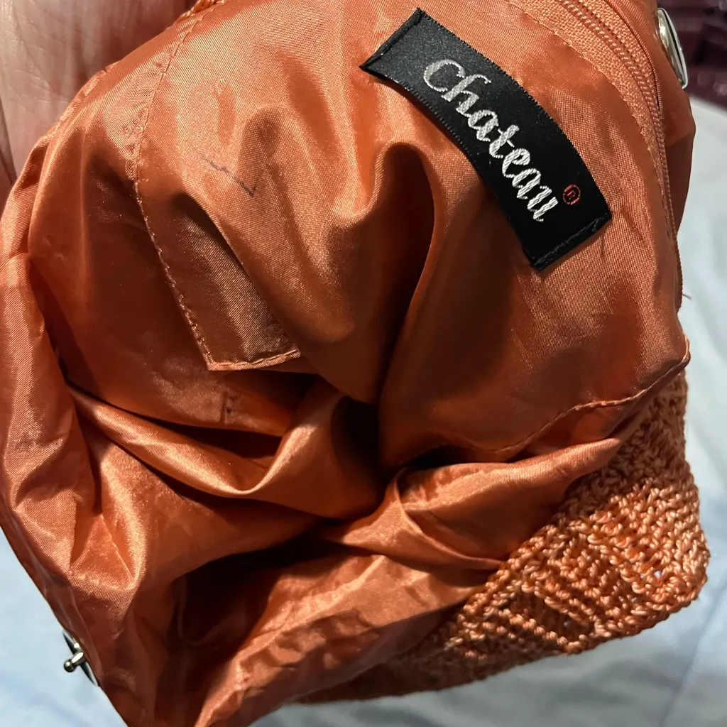 Chateau Orange Crochet Shoulder Bag with Gold Discs - Image 3