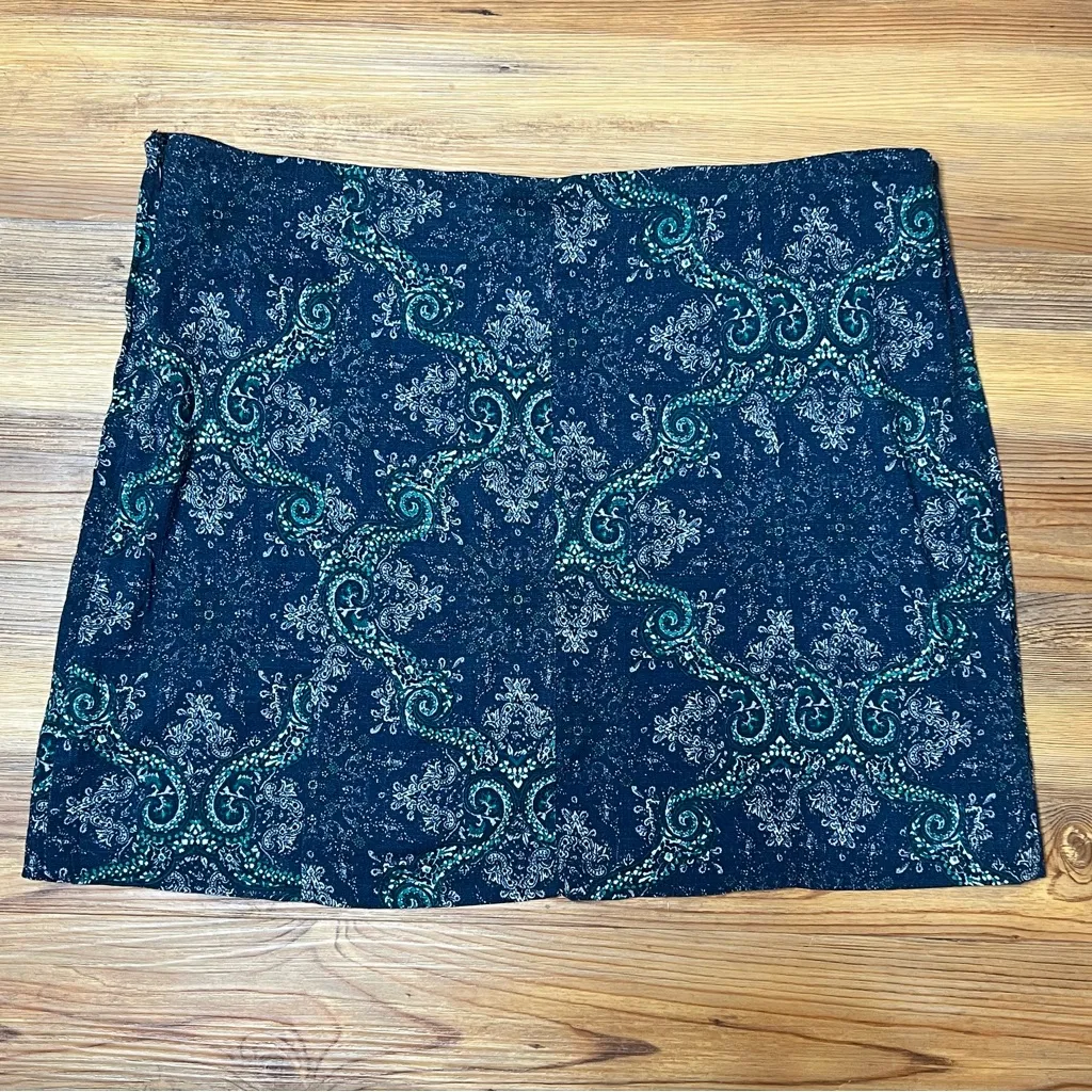 Free People Take It Easy Y2K Boho Festival Paisley Mini Skirt Blue Green Wrap 10 - Image 6