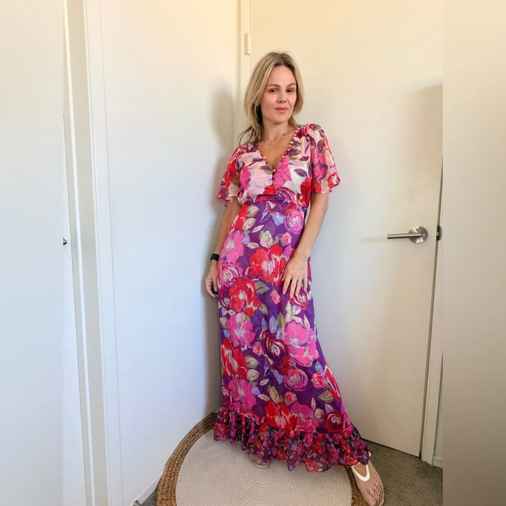 MISA Calista Floral Open-Back Maxi Lilac Coming Up Roses - Image 3