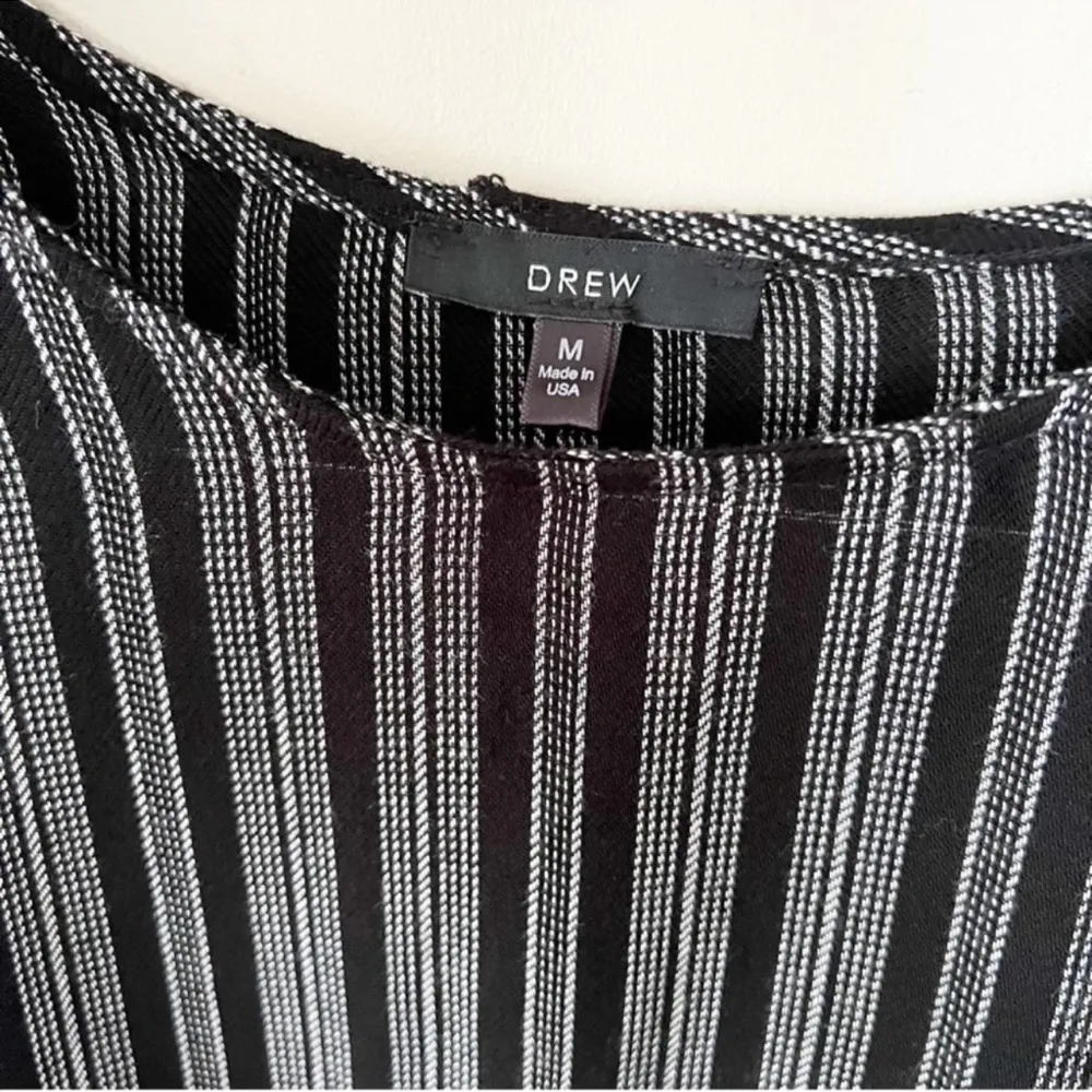 Drew Ruffle Bell Sleeve Striped Blouse Size Medium Black/White Statement Sleeves - Image 4