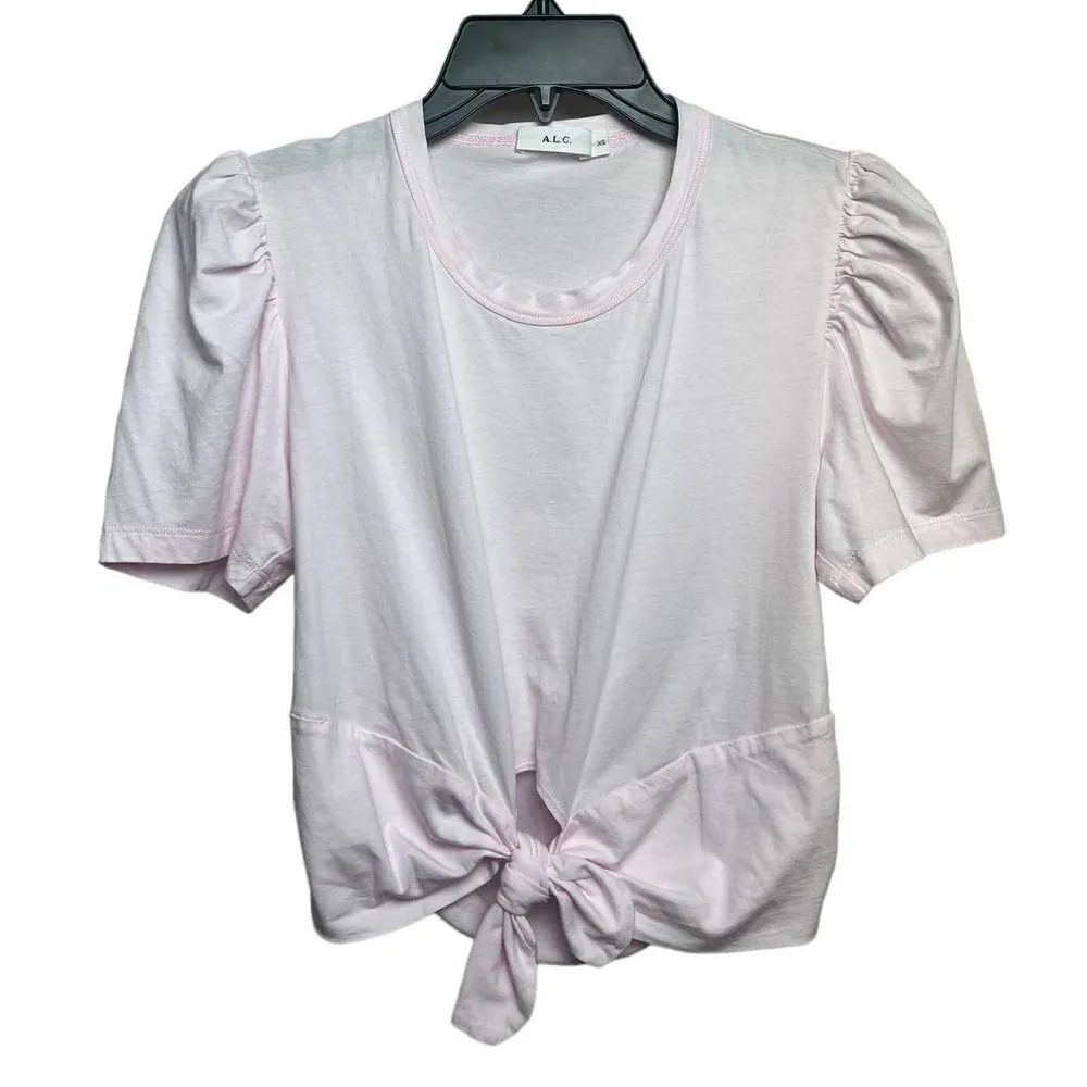 A.L.C. Pink Milo Puff Sleeve Tie T-Shirt Sz. XS - Image 3
