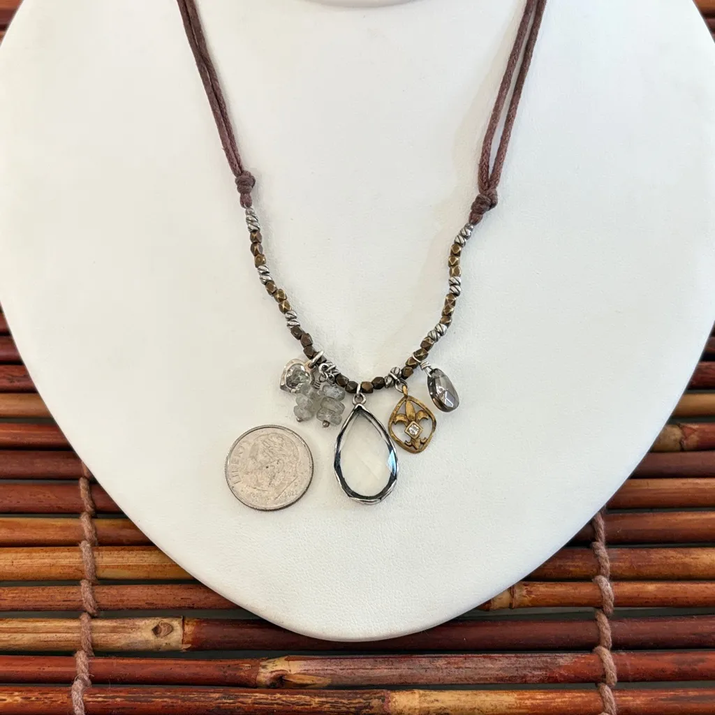 Silpada Silver Brass Charm Necklace on Cord 16” - Image 5