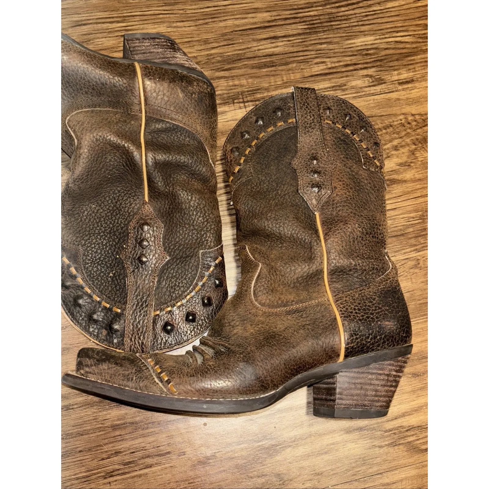 ARIAT Ladies Cowgirl Western Boot Brown distressed  Leather Sz 7.5 - Image 10