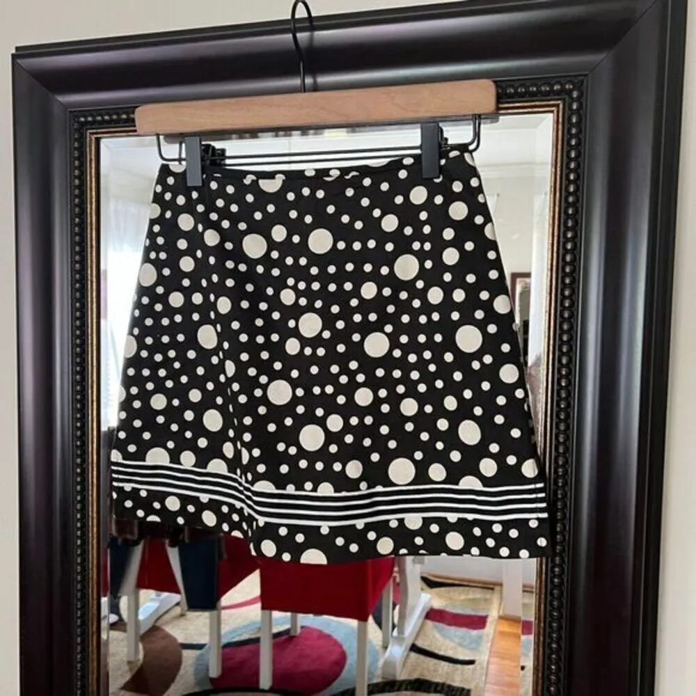Anne Carson‎ Black White Polka Dot Mini Skirt Petite 2P Women’s Mod Retro A-Line - Image 4