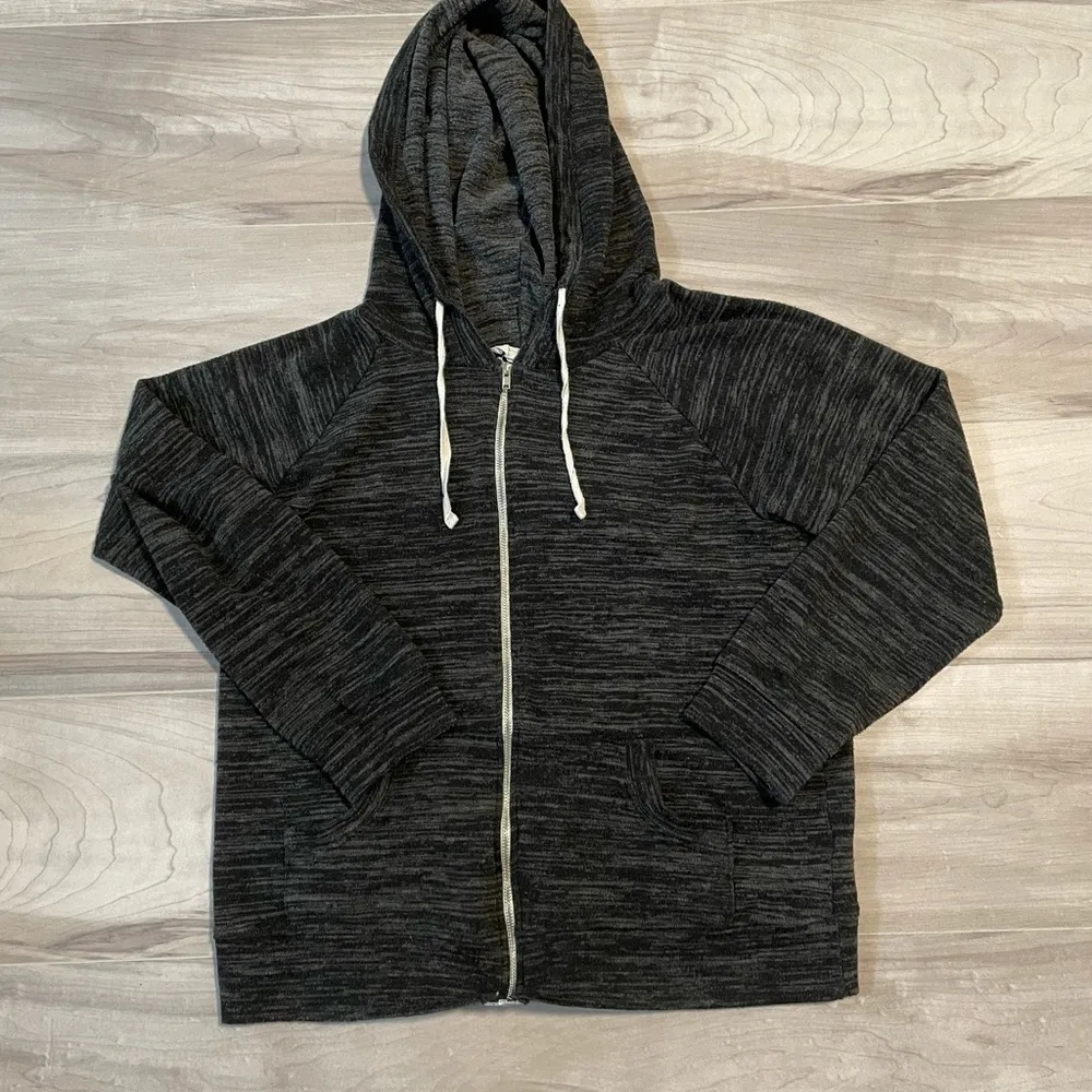 Caslon Gray Zipper Up Hooded Sweatshirt- Size Small - Image 7