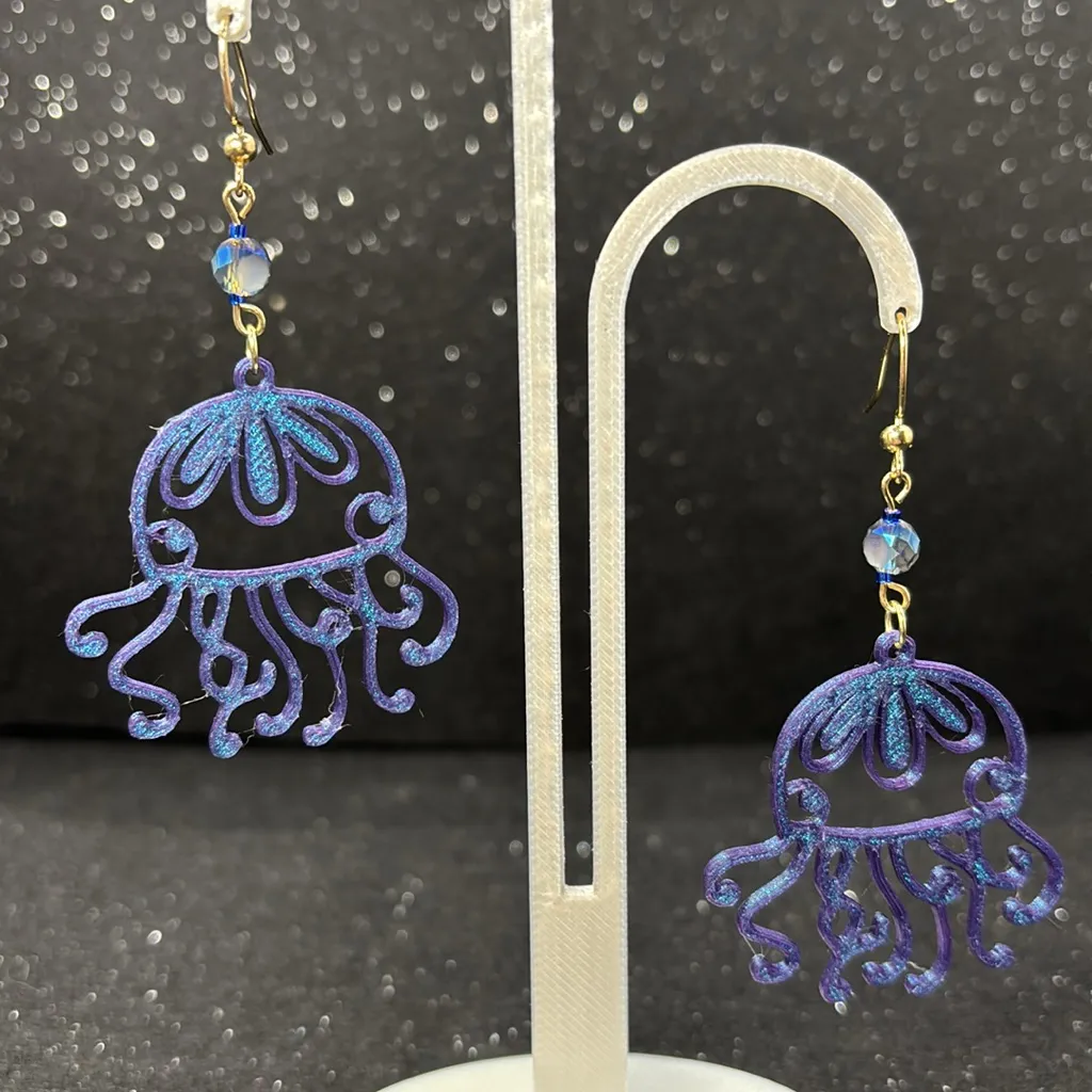 Blue and Purple Color Shift Jellyfish Earrings‎ - Image 3