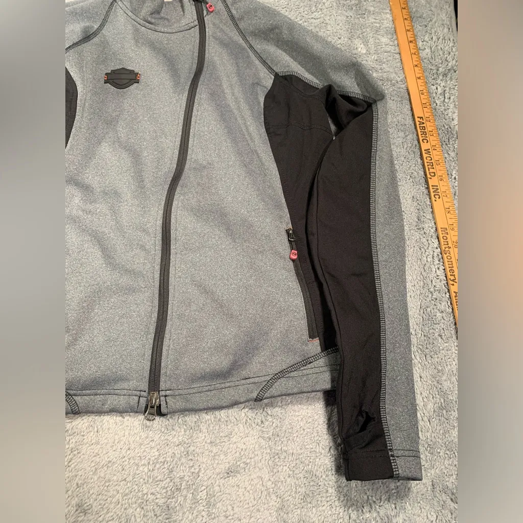 Harley Davidson Jacket large Asymmetric Full Zip Wind Thermal Gray - Image 3