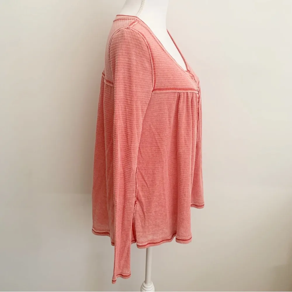 We The Free Kai Henley Waffle Knit Oversized Swing Top Size S - Image 14