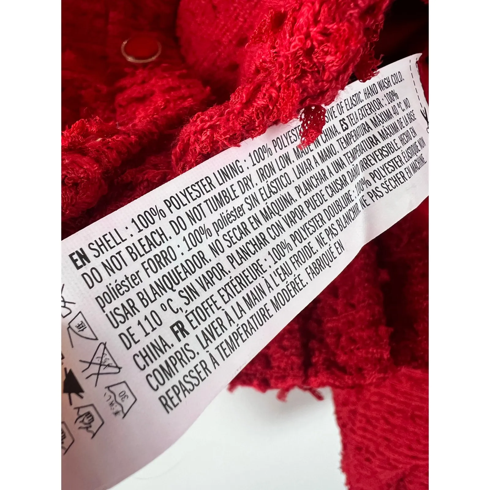 Endless Rose Double Pocket Red Tweed Jacket XS - Image 7