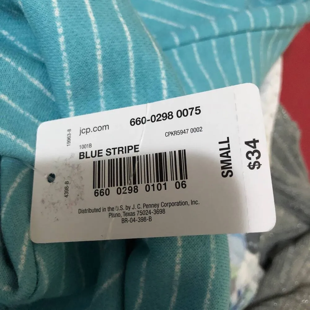 Flirtitude Active SMALL Lightweight Blue Striped Raw Hem Cropped Sweatshirt - Image 9