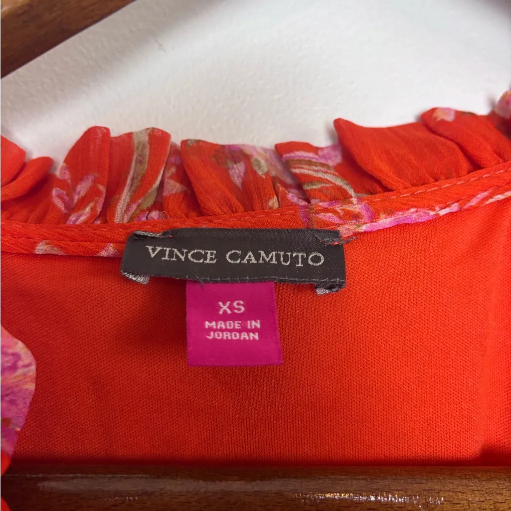 Vince Camuto Orange Tiered Chiffon Balloon Sleeve Baby-doll Mini Dress - Image 8