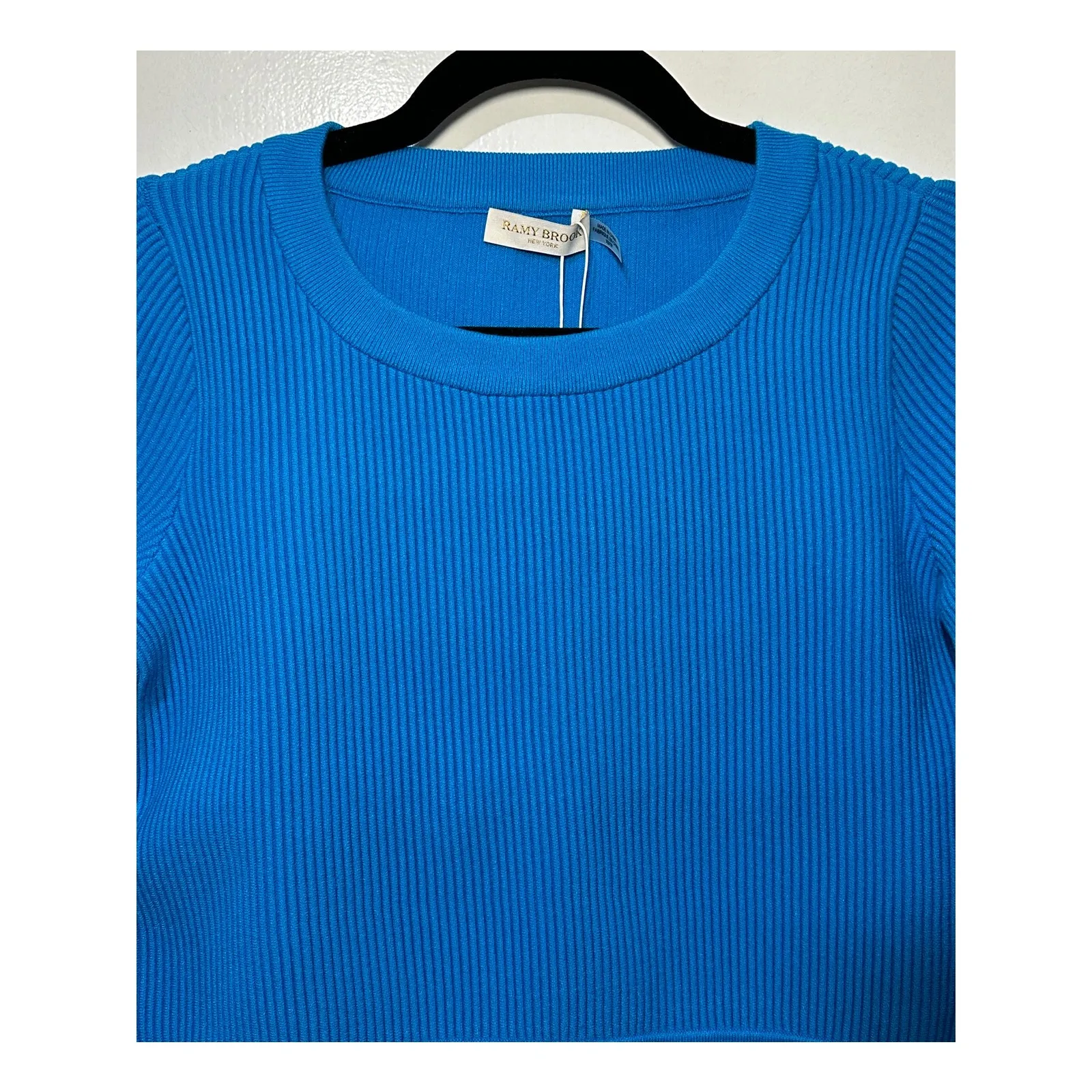 Ramy Brook Anaya Long Sleeve Ribbed Sweater Calypso Blue Size XS NWT Classy - Image 2