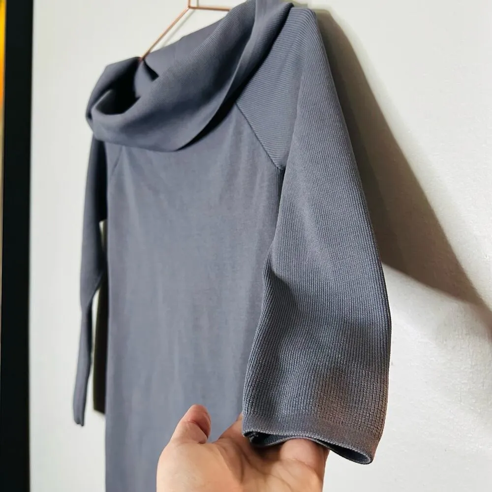 STYLESTALKER Grey Cowl Oversized Long Sleeve Short Mini Sweater Dress Size Small - Image 3