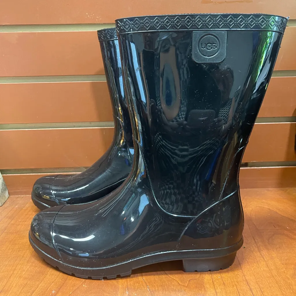 UGG Shiny Black Rain Boots - Image 8
