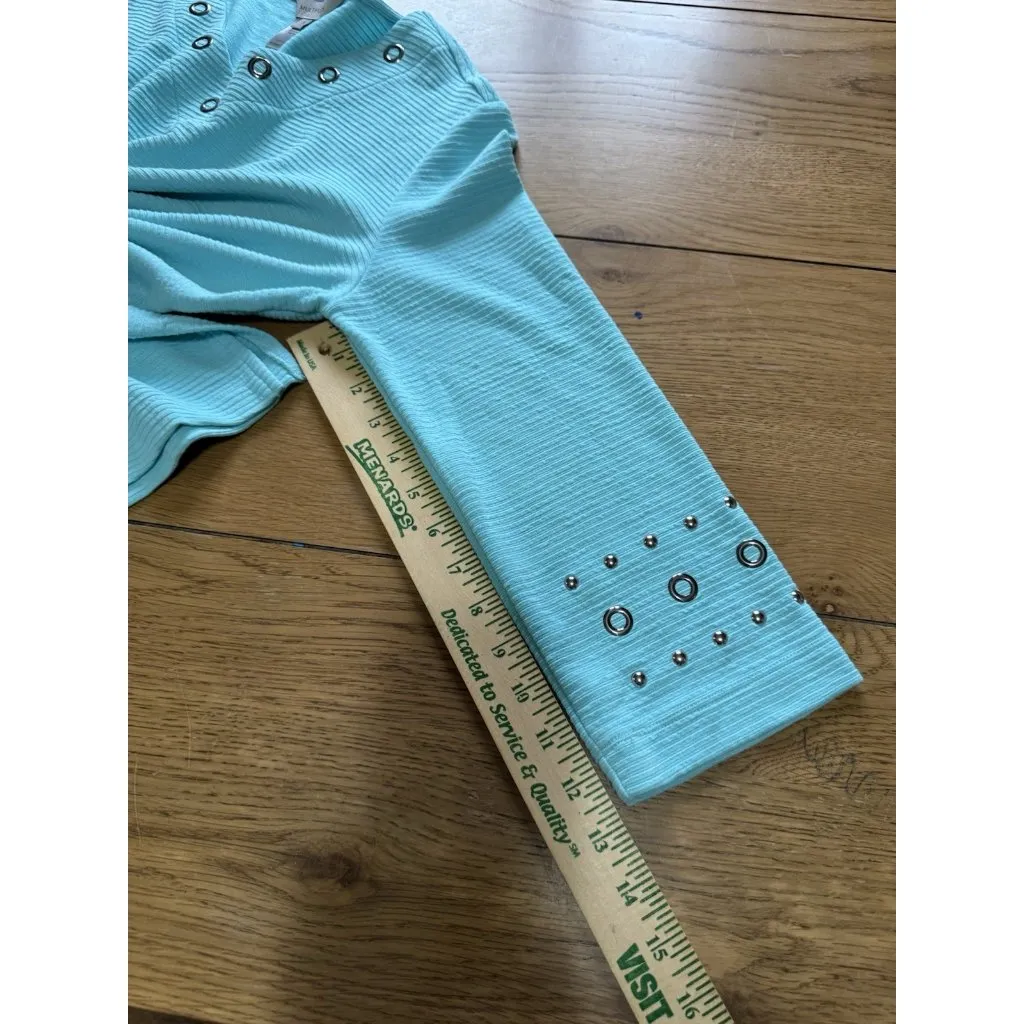 MULTIPLES Women Tunic Blouse Size Small V Neck Embellished Ribbed Stretch Artsy - Image 8