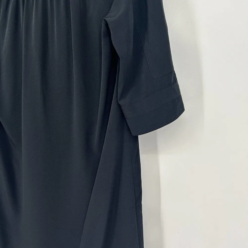 Derek Lam 10 Crosby Black Shift Shirt Dress Split V Neck Short Sleeve Size 10 - Image 8