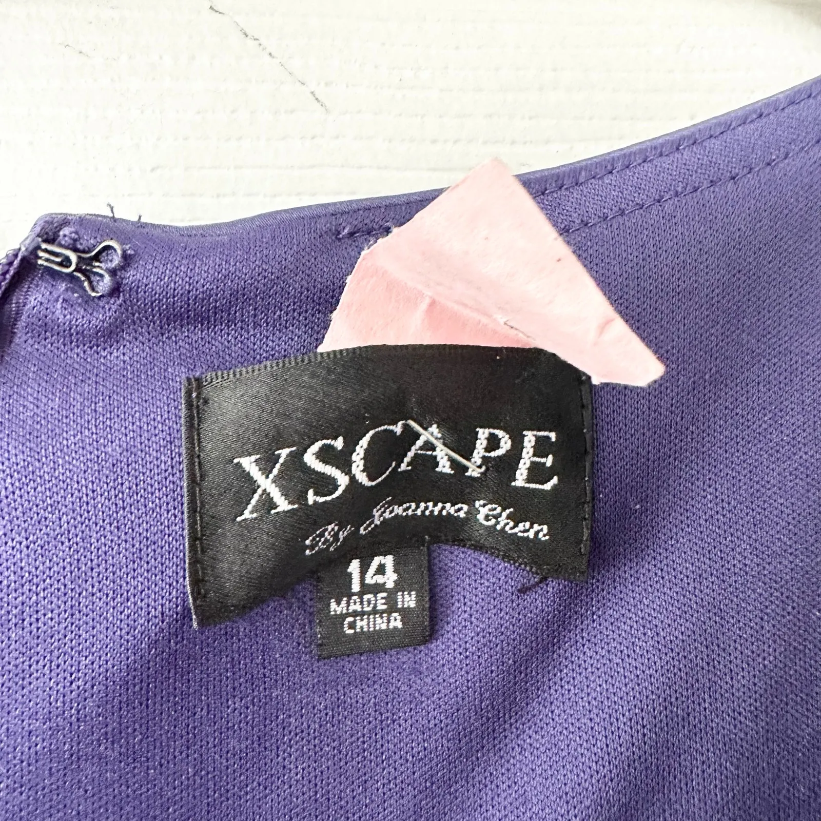 Xscape Navy Blue Bejeweled Embellished Neckline Ruched Cocktail Evening Dress 14 - Image 7