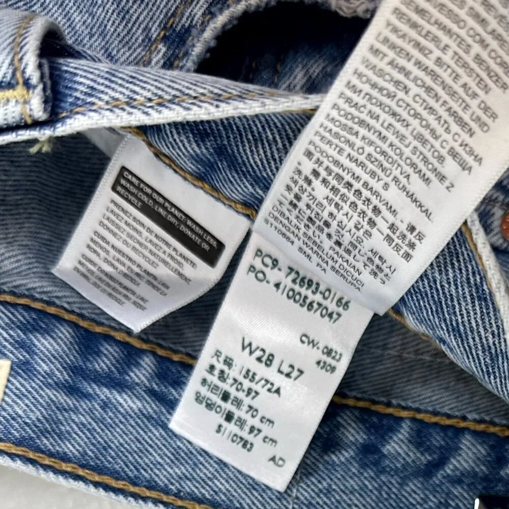 LEVI'S Ribcage High Rise Destructed Straight Jeans in Wash Haleys Comment US 28 - Image 10