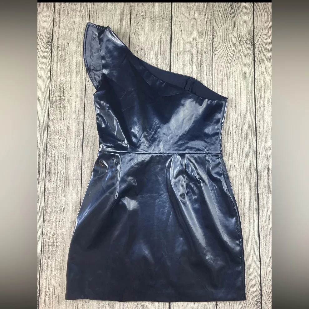 H:ours For Revolve Aneta Stretch Vinyl Mini Dress In Navy Size L NWOT $165‎ - Image 6