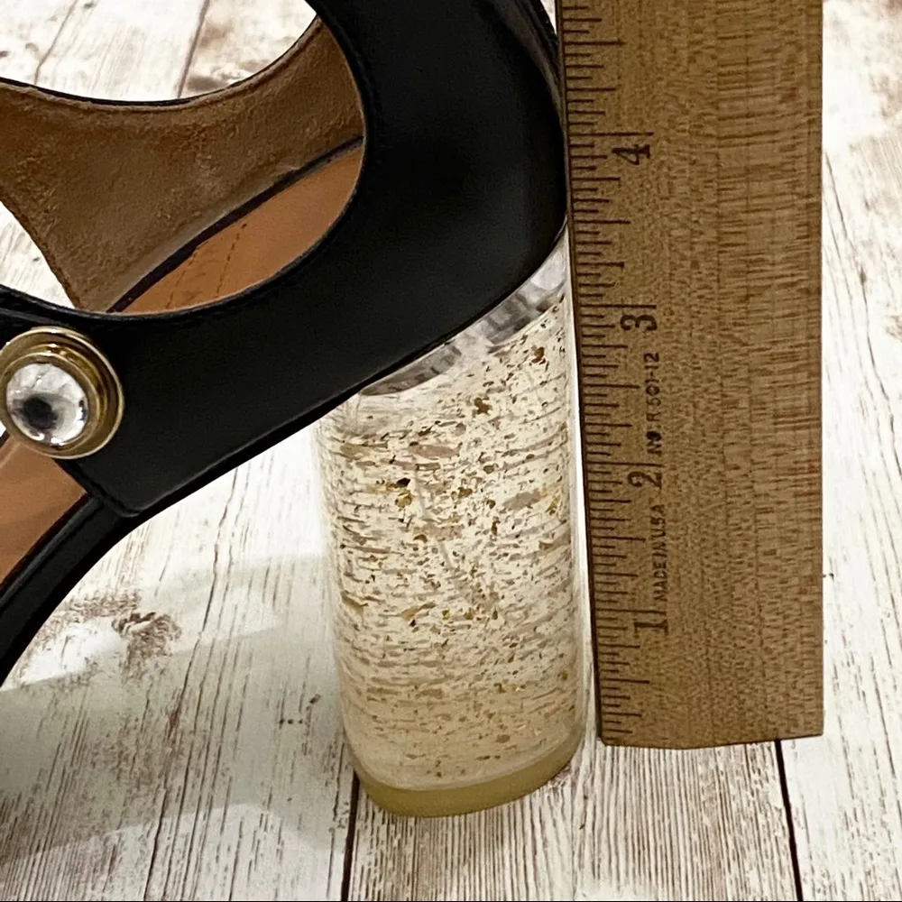 WHAT FOR Black Strappy Glass Heels Sandals 35 Size 4 - Image 10