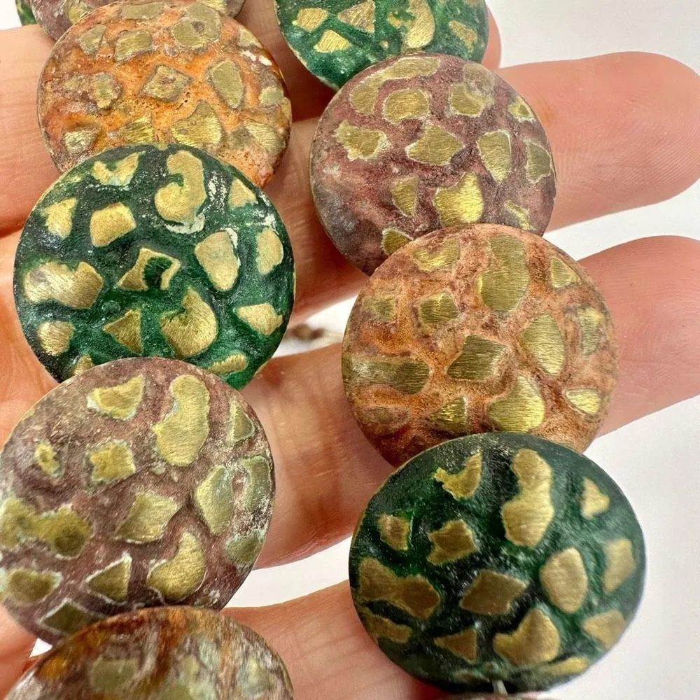 Green orange and brown disc necklace - Image 7