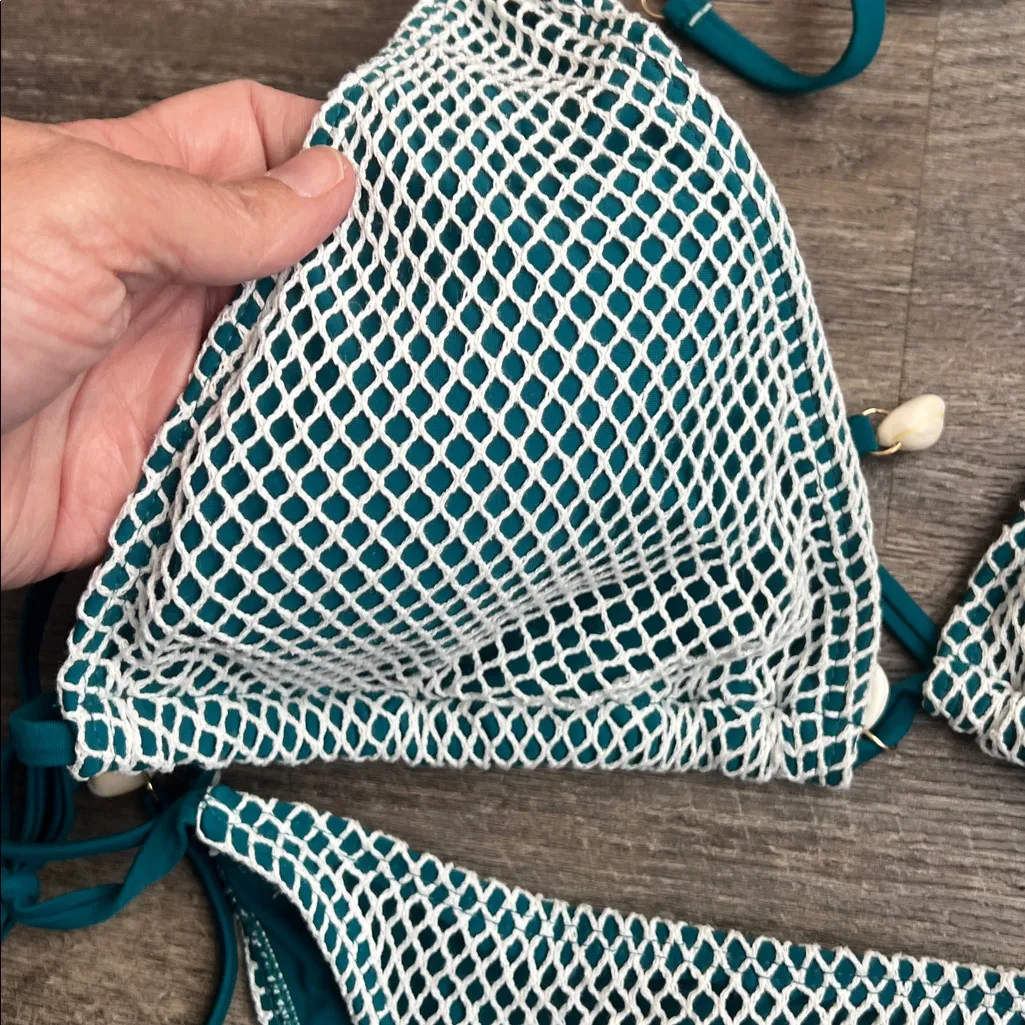 ZAFUL Multiway Triangle Bikini Set – Fishnet Side-Tie Bandeau Halter (XL) ♦️ - Image 3