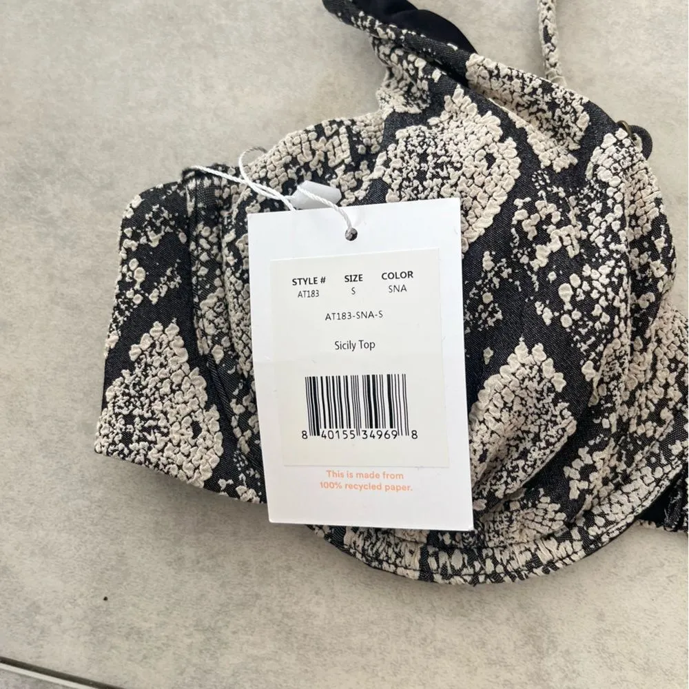 NWT Andie Swim Sicily Top Snakeskin Textured Small Underwire Cups Bikini Bra - Image 3