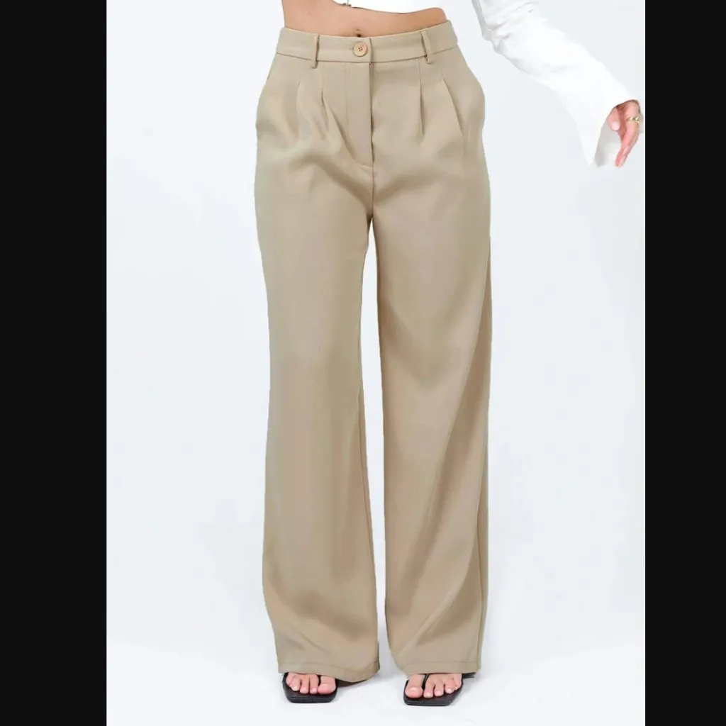 Princess Polly Archer Taupe High Waist Tailored Pants 12 - Image 2