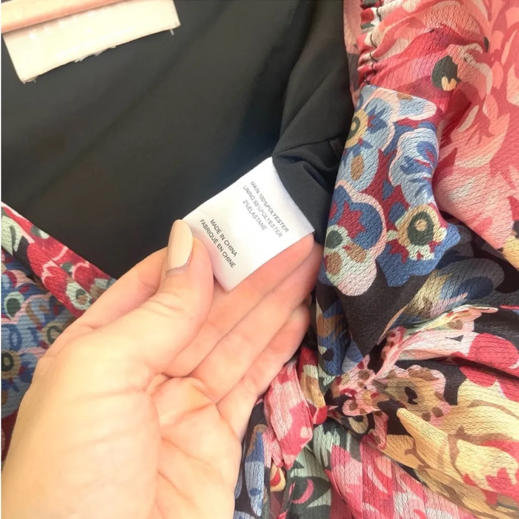 Keepsake The Label Revolve The Elegant Floral Puff Sleeve Tie Crop Top S Black - Image 6