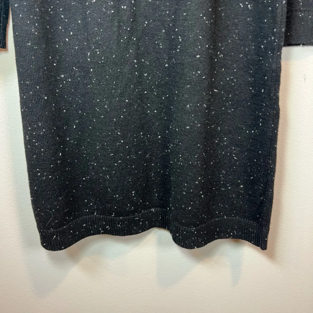 Talbots Womens Tweed Side Tie Sweater Dress Black Knit Long Sleeve Stretch Small - Image 13