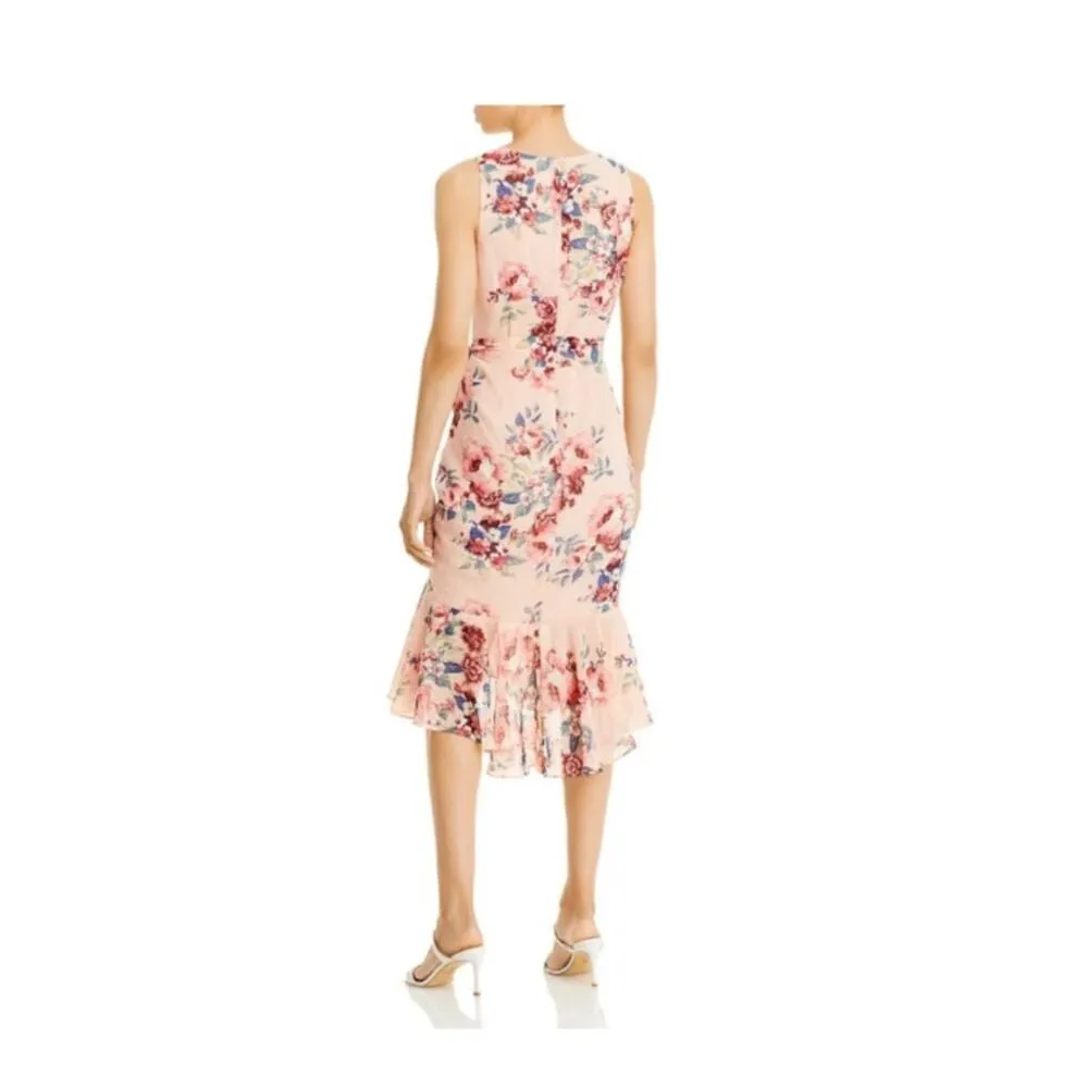 NWT Eliza J Textured Floral Ruched Dress Pink Size 6 - Image 2