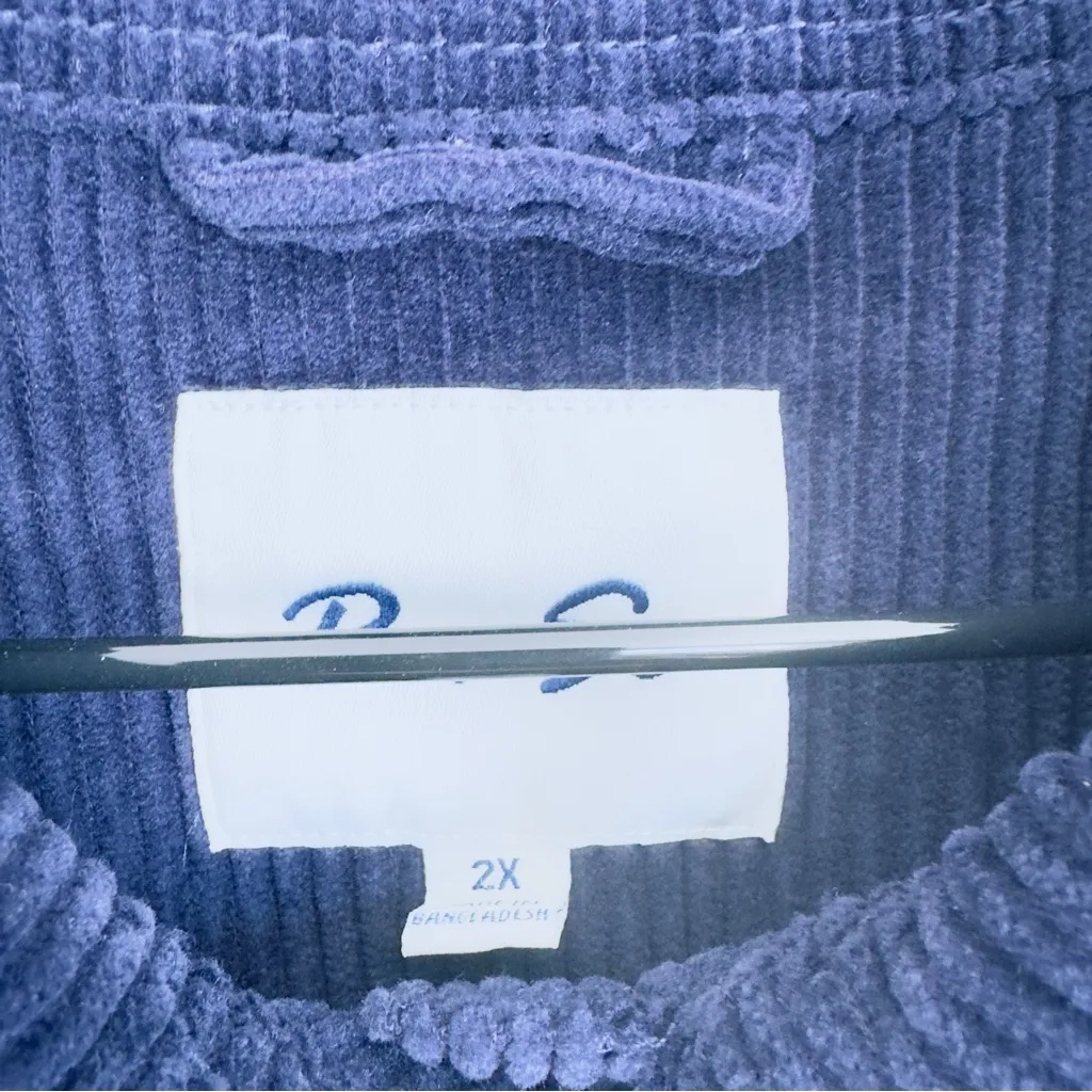 Per Se  Navy Corduroy Button Front Jacket With Breast Pockets‎ Plus Size 2X - Image 6