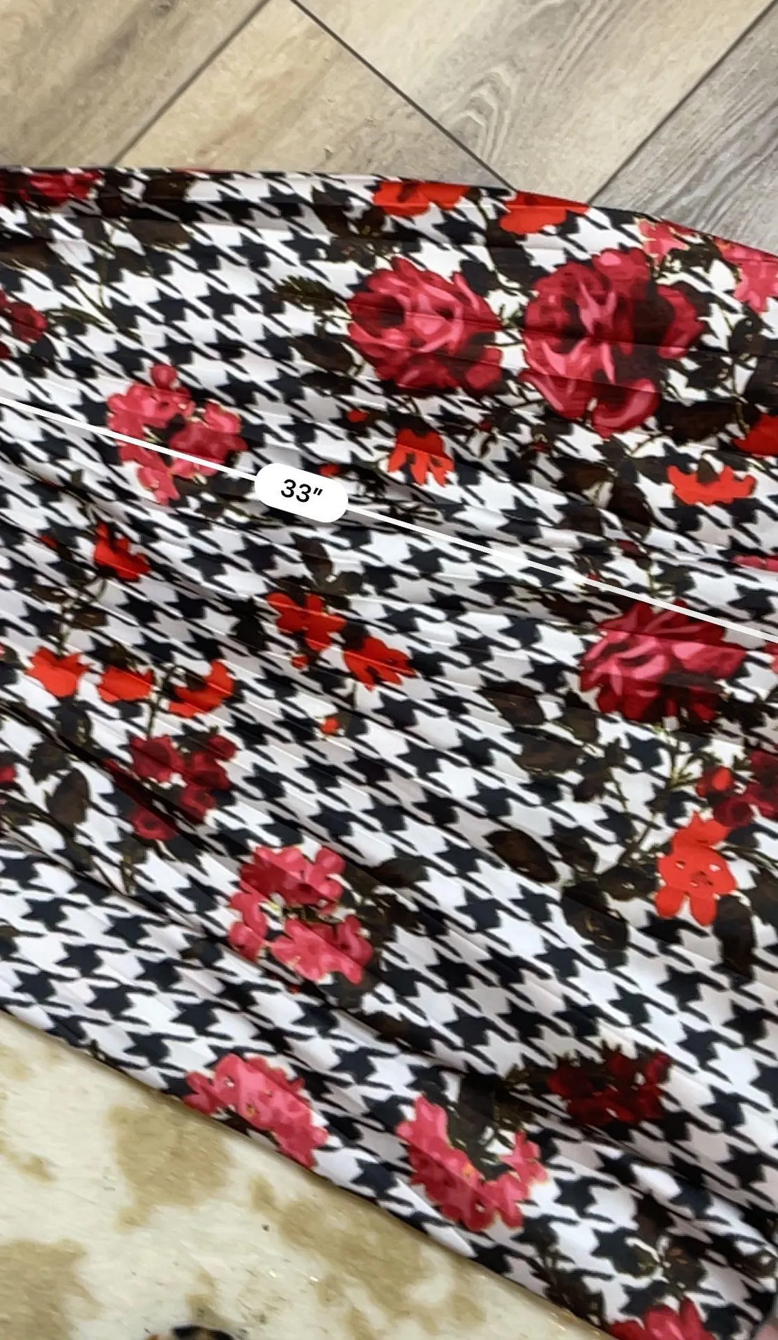 ZARA Houndstooth Floral Midi Skirt - Image 3