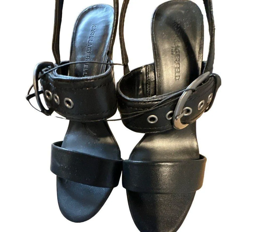 Karl Lagerfeld Colene 8M Strappy Business Casual Ankle Strap Heels Black Size 8 - Image 11
