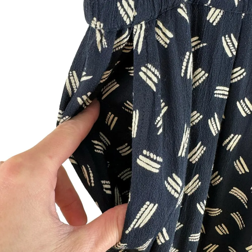 Lucky Brand Black Tan Lightweight Elastic Waist Casual Rayon Pants Size L - Image 5