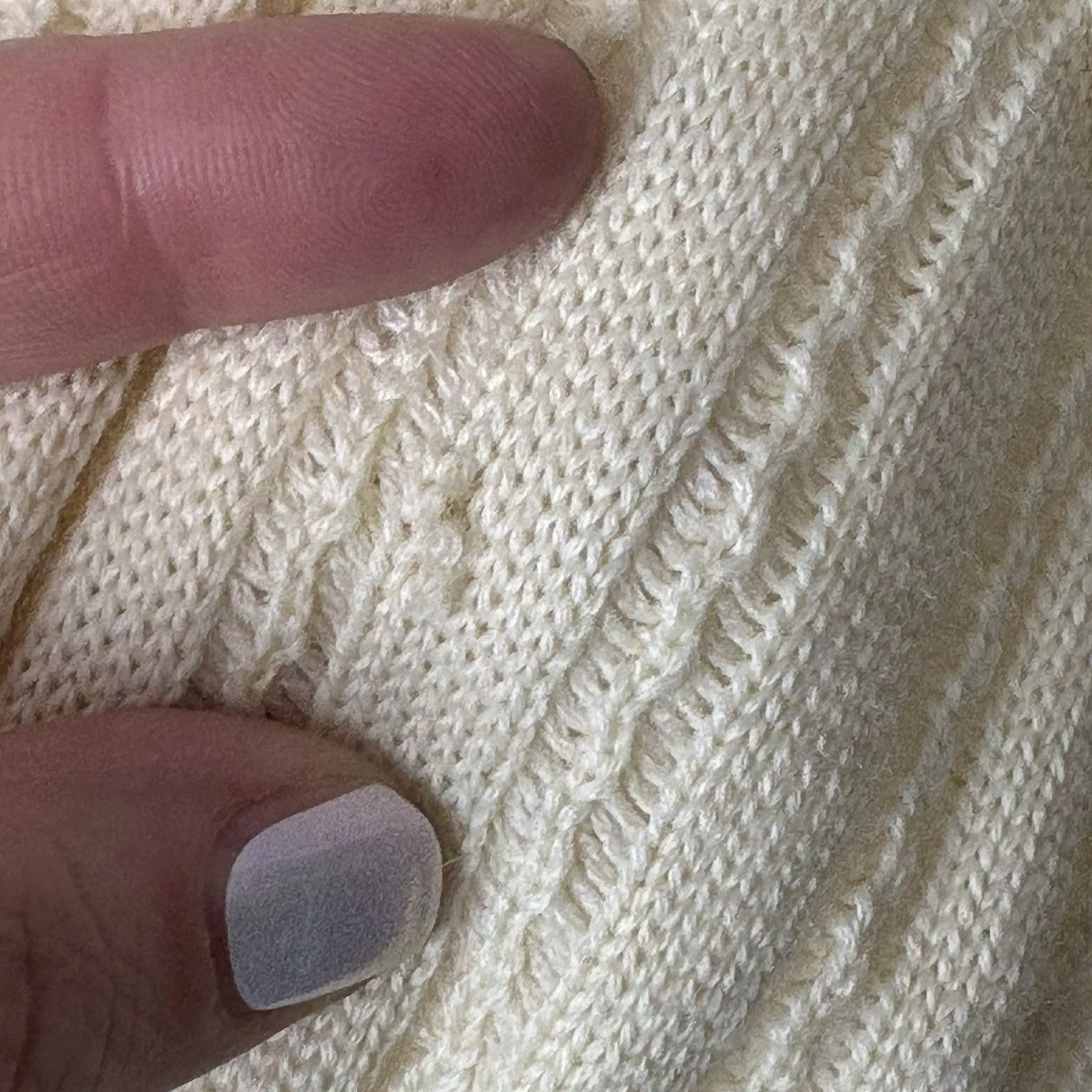 Vtg Cream Lace Collar Knit Cardigan Coquette Cottagecore Fairycore 90s M Wool Size M - Image 6