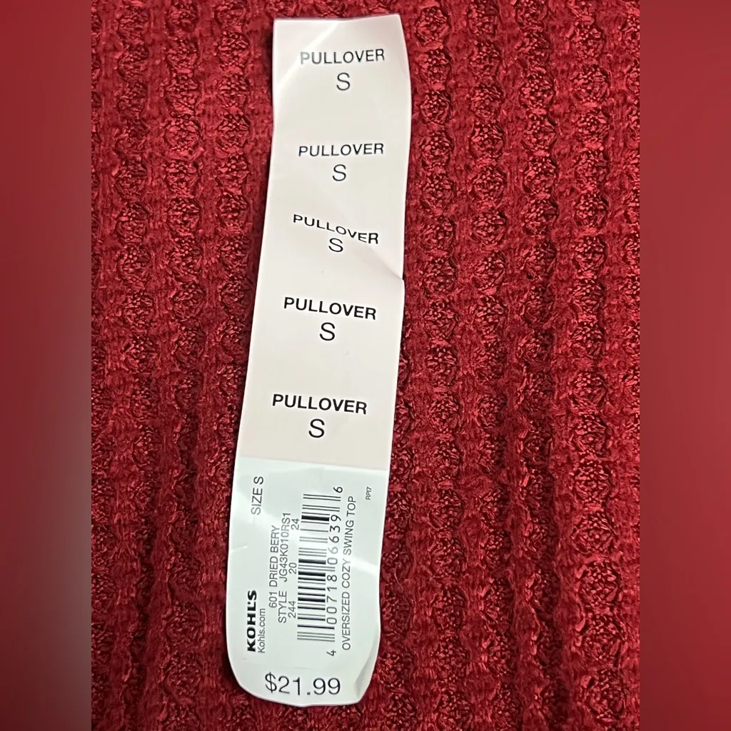 SO  Cozy Oversized Swing Red Top - Size Small - NWT - Image 6