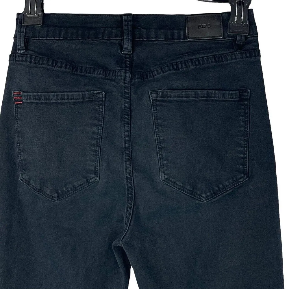 BDG SZ 27W 29L High-Rise Twig Ankle Jeans Stretch Pockets Distressed Black Wash - Image 5