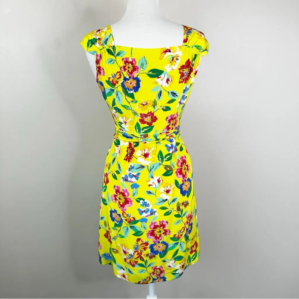 NEW Kate Spade Cathleen Yellow Floral Silk Wrap Dress Womens 6 - Image 6