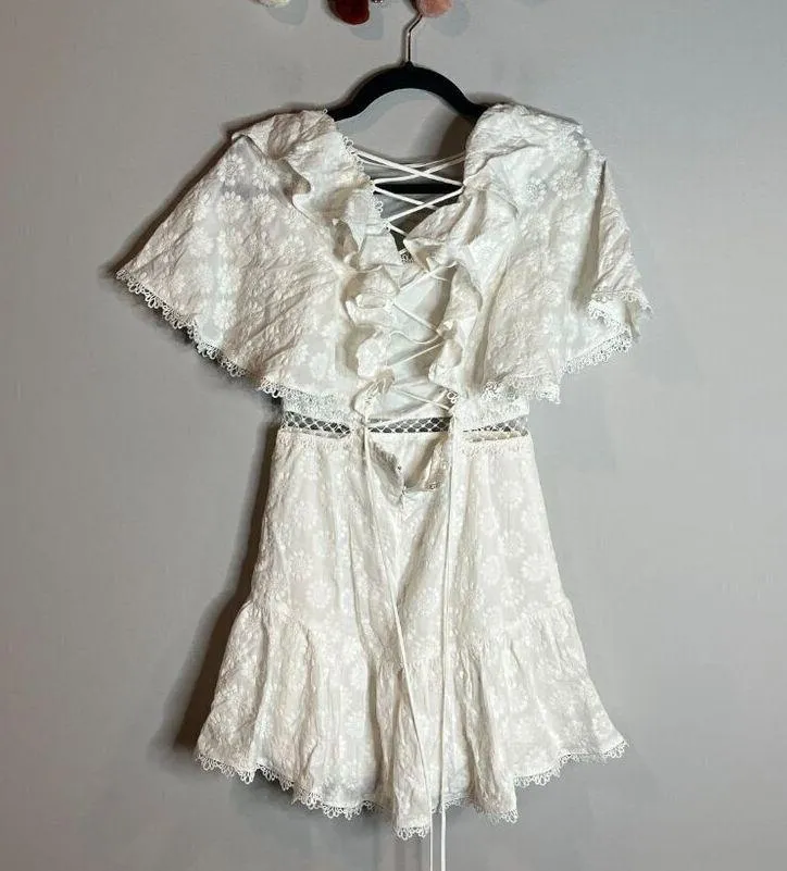 Saints & Secrets white eyelet floral lace up back dress - Image 6