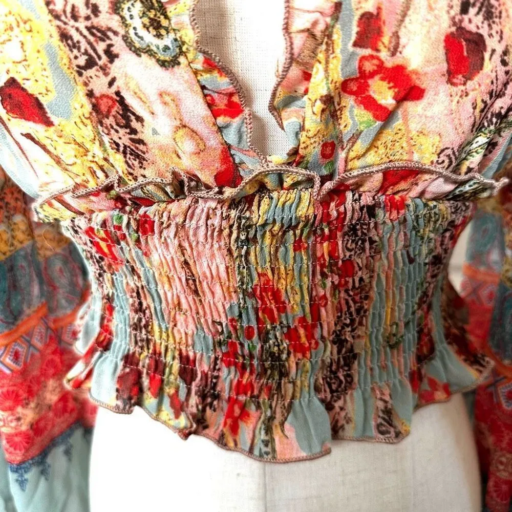 Shein colorful long sleeved crop top - Image 4