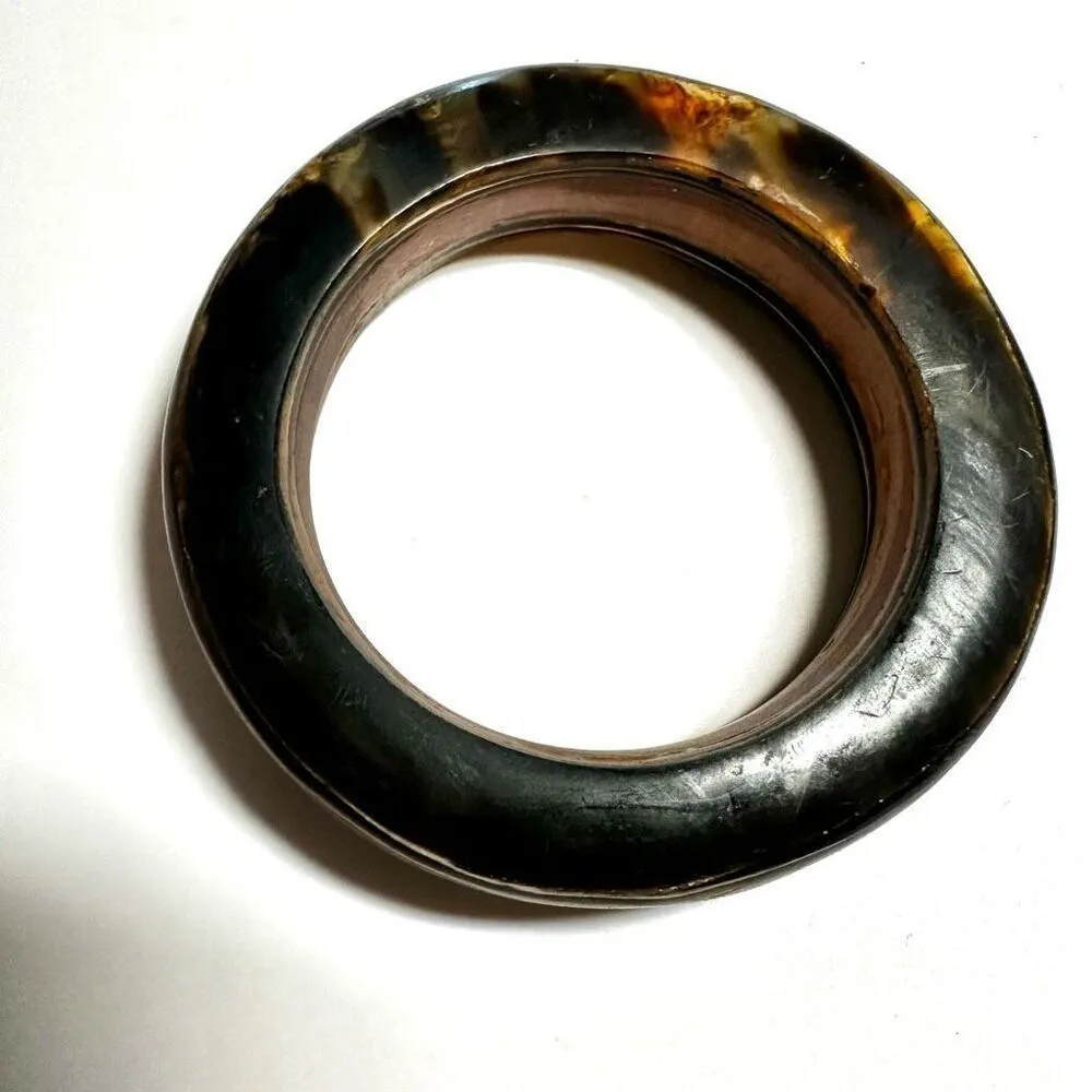 Wood and horn vintage bangle bracelet Brown - Image 9