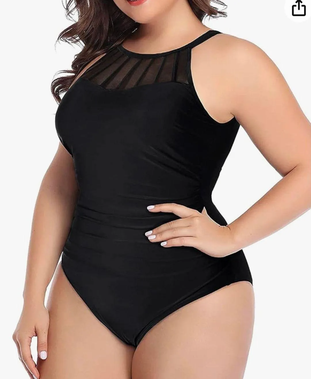 Plus Size Swimsuit Women One Piece Swimsuit Tummy Control High Neck Bathing Suit Ruched - Image 3