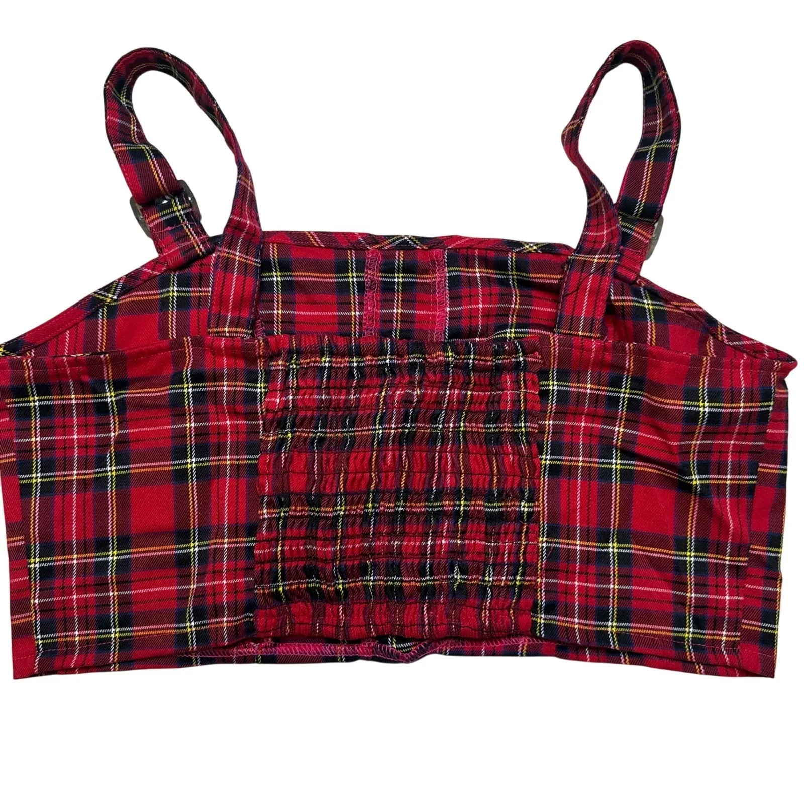 Social Collision Hot Topic plaid gothic crop tank buckle grunge punk Christmas L Red Size L - Image 5