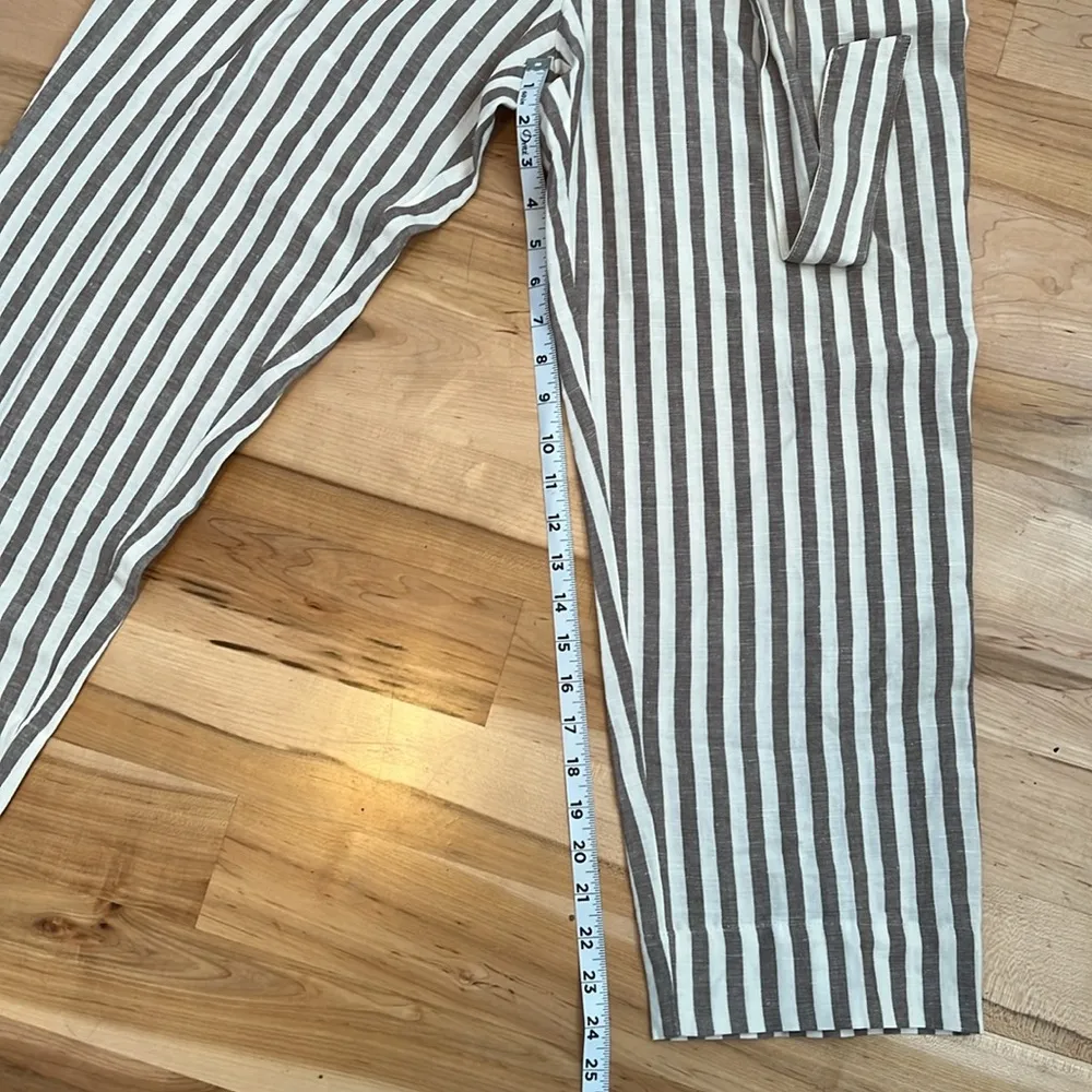 Madewell Linen Gray and White Striped High-Waisted Paperbag Pants - NWOT - Image 10