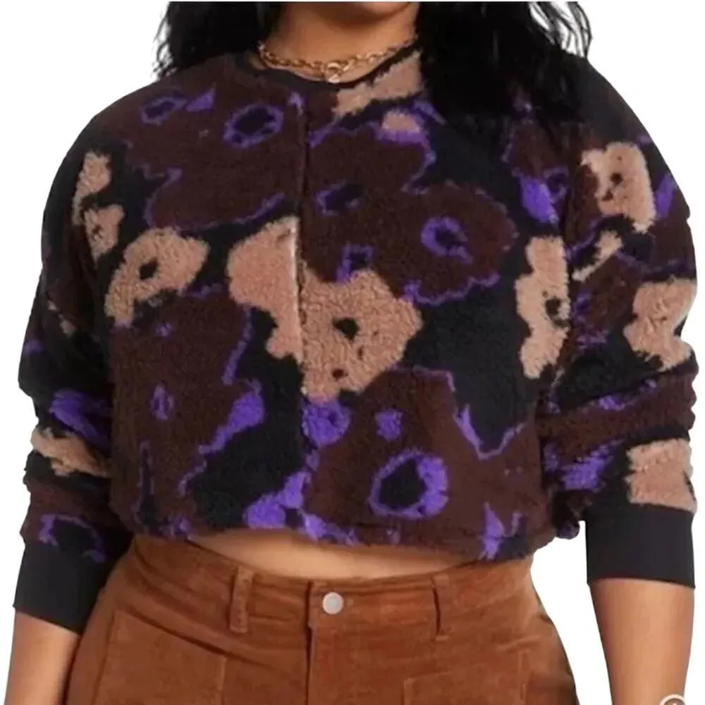 BP High Pile Fleece Long Sleeve Floral Pullover Sweatshirt Size 2X New w/ Tag - Image 3