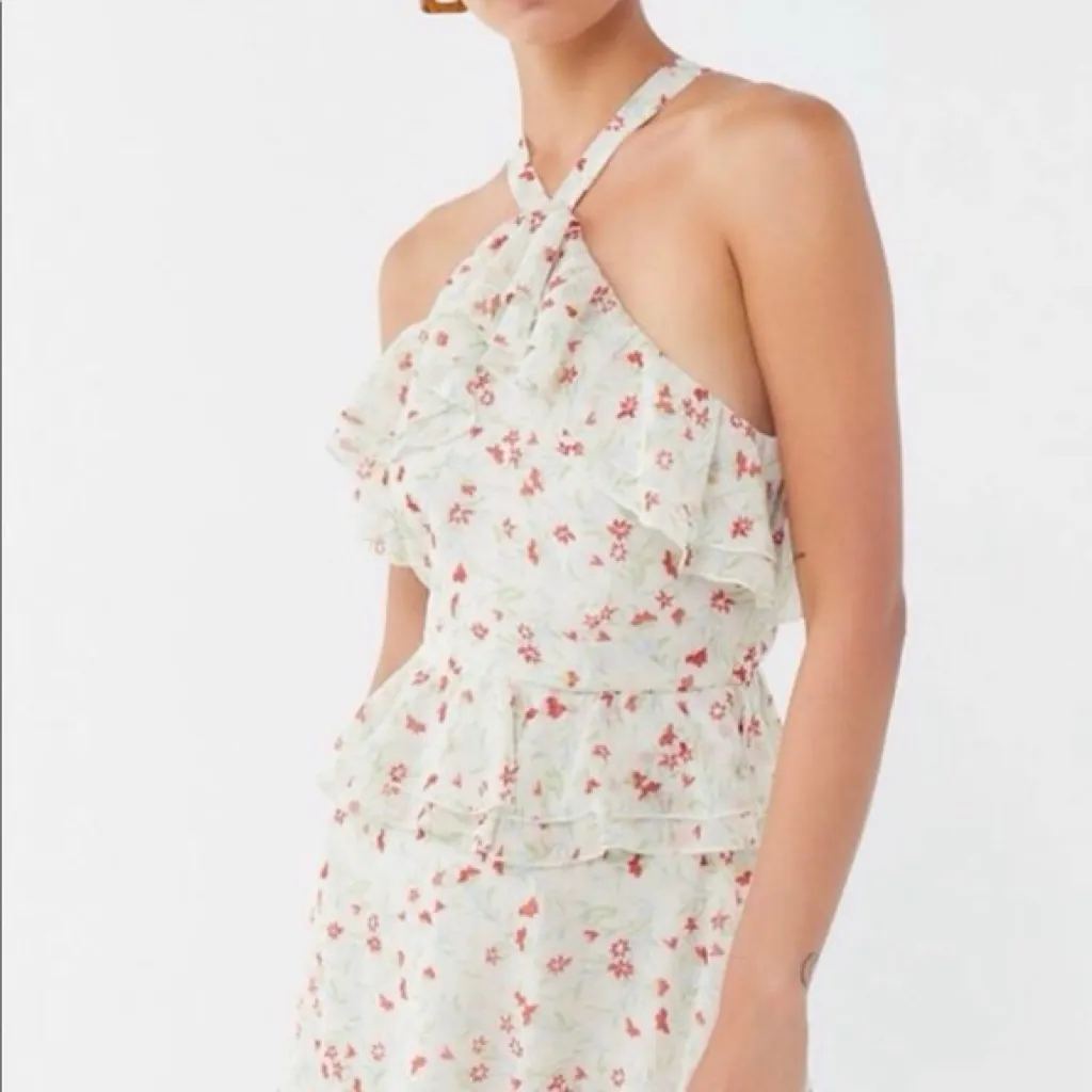 Floral Ruffle Halter Midi Dress - Image 2