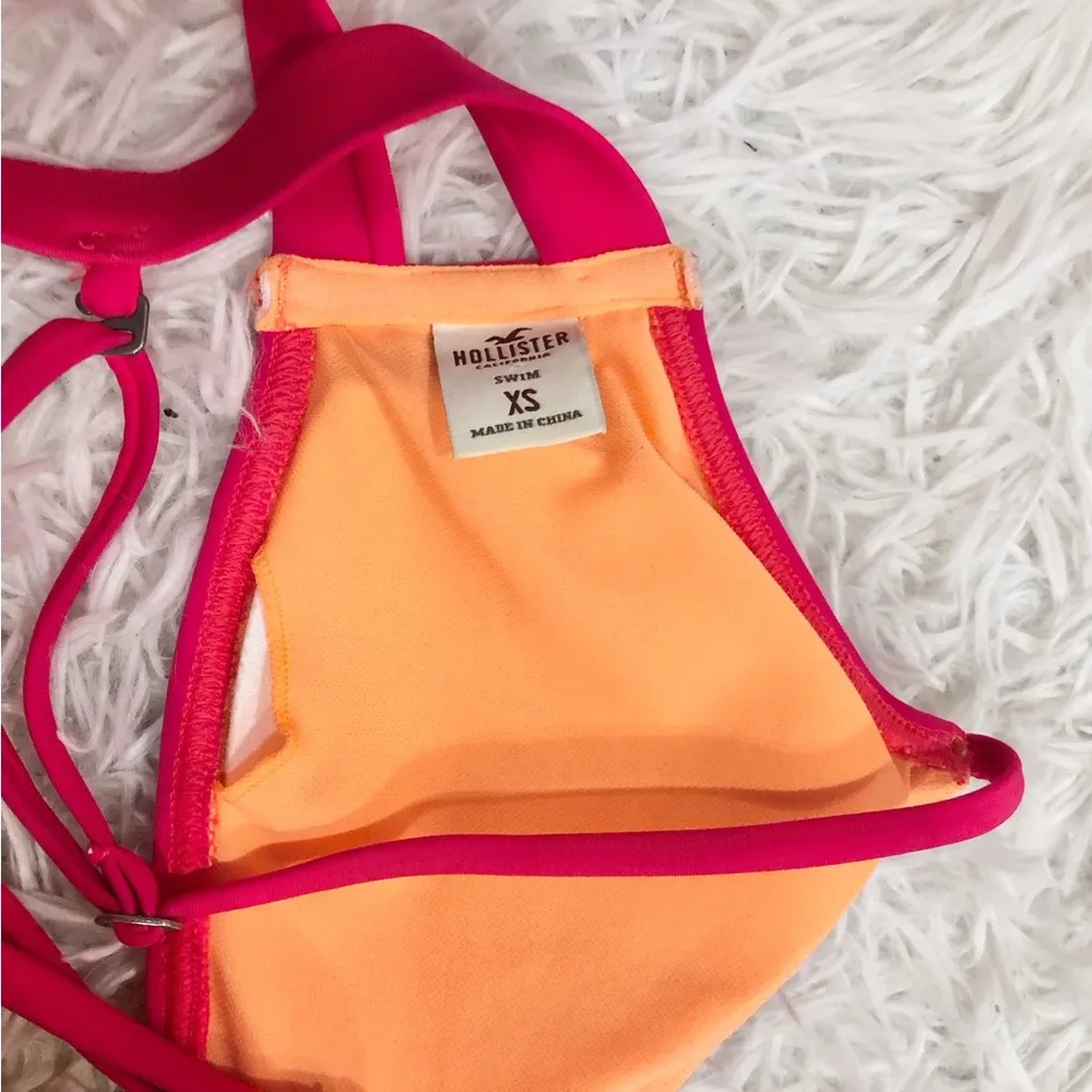 Hollister Strappy‎ Ladder Cutout Bikini Top Pink Orange XS - Image 4